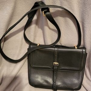 Classic black leather crossbody